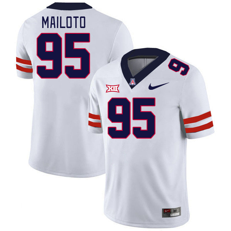 Men #95 Keanu Mailoto Arizona Wildcats Big 12 Conference College Football Jerseys Stitched-White